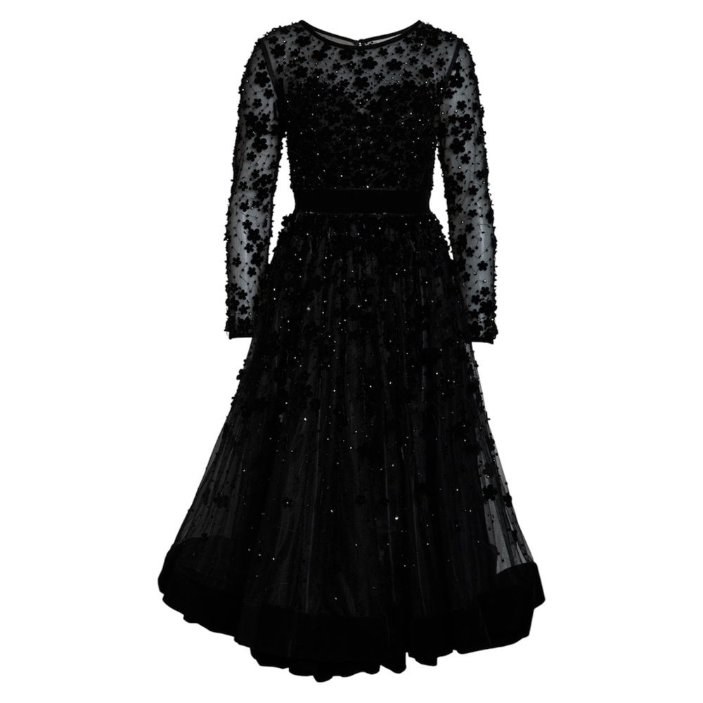 Mac Duggal Long Sleeve Fit & Flare Velvet Embellished Cocktail Dress - Picture 9 of 10